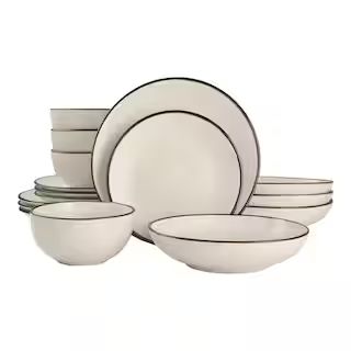 StyleWell 16-Piece Stoneware Metallic Edge Dinnerware Set in Luxe Ivory (Service for 4) HD2112008... | The Home Depot
