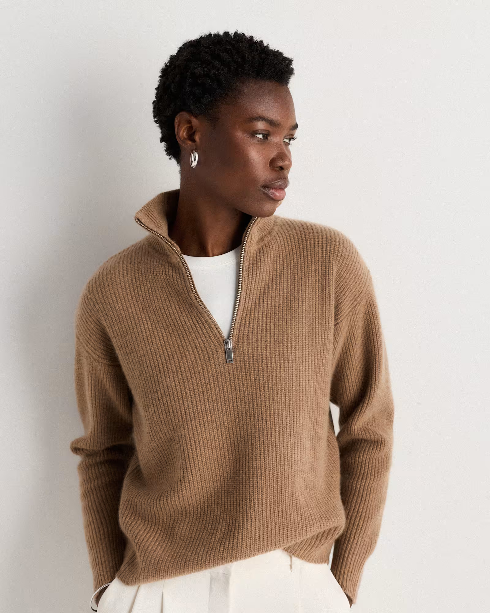 Mongolian Cashmere Fisherman Quarter Zip Sweater | Quince