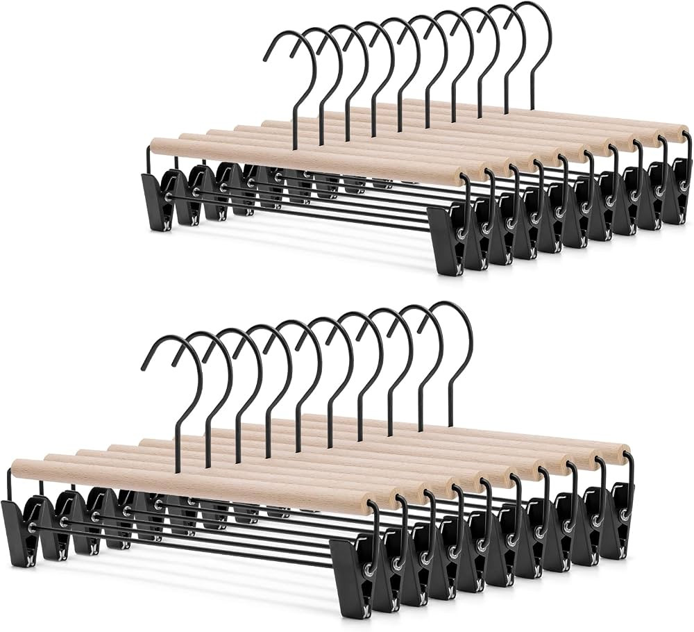 Nature Smile Deluxe Beech Wooden Pants Hangers Bottom Hanger Jeans Hanger Trousers Skirt Hanger w... | Amazon (US)
