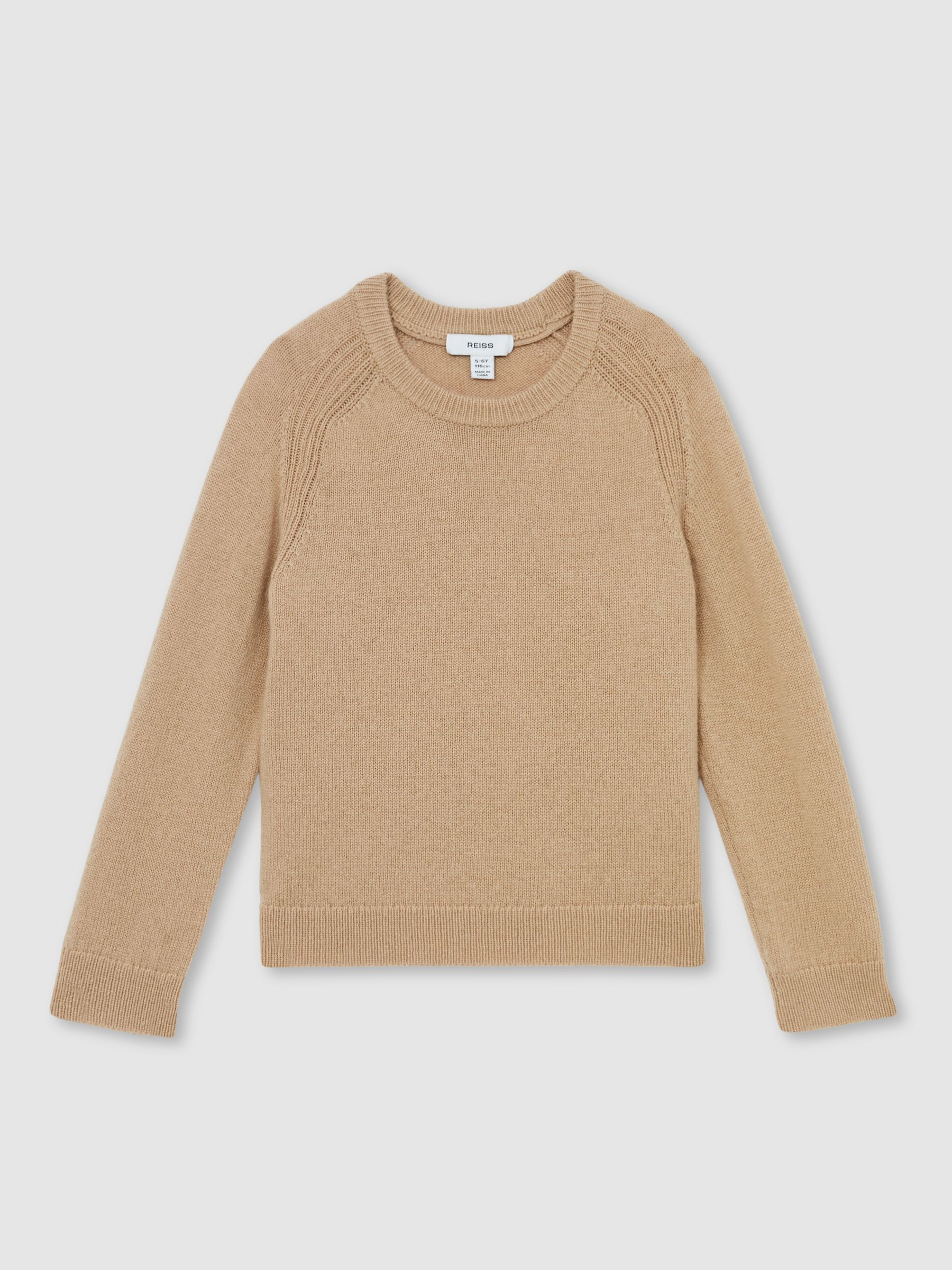 Reiss 3-9 yrs Wool Blend Crew Neck Jumper in Stone - REISS | Reiss UK