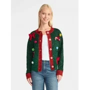 Women's Embellished Button Front Christmas Cardigan from Holiday Time, Sizes XS-XXXL - Walmart.co... | Walmart (US)
