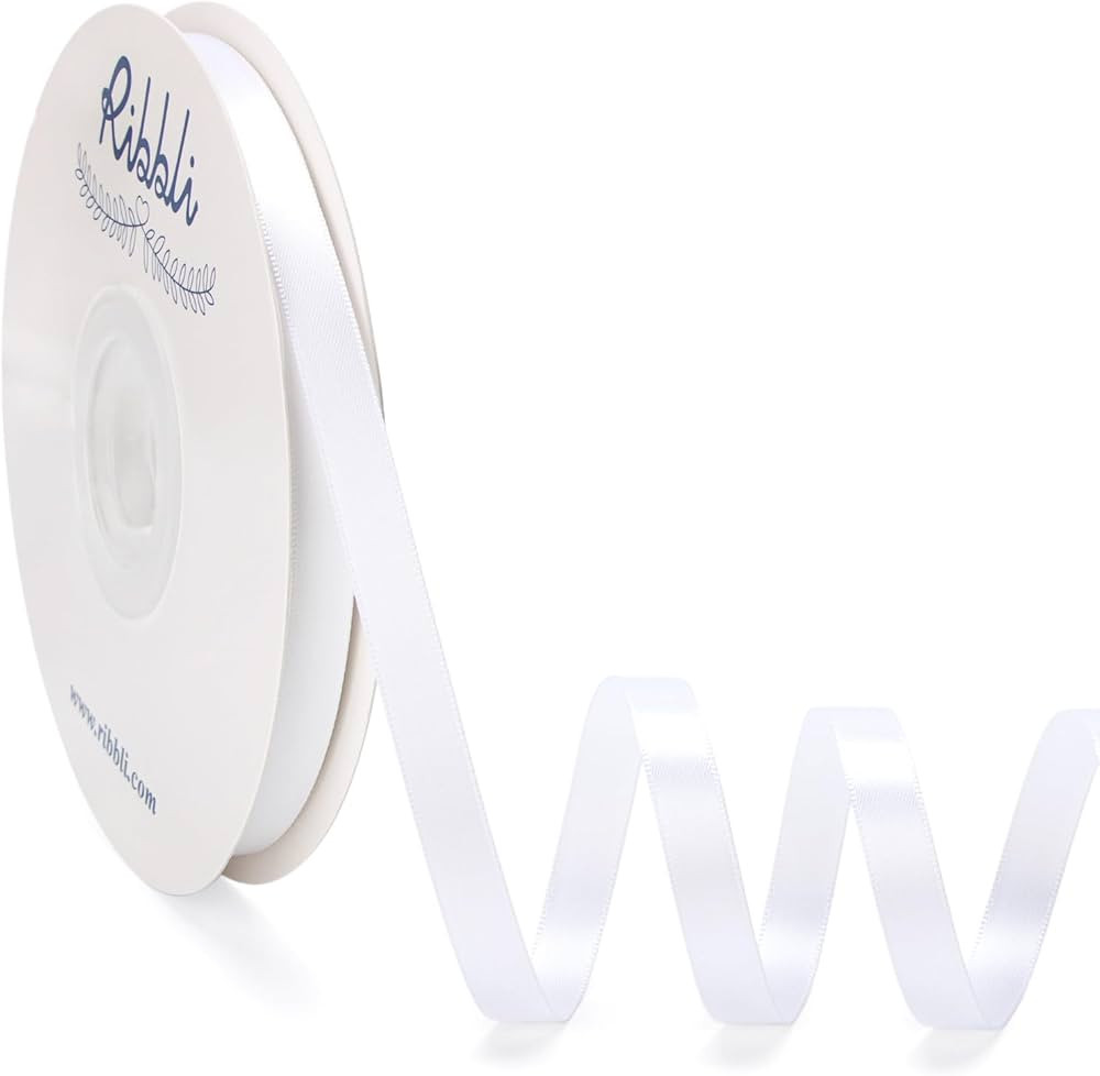 Ribbli White Satin Ribbon Double Faced Satin 3/8 Inch x Continuous 50 Yards-White Ribbon for Gift... | Amazon (US)