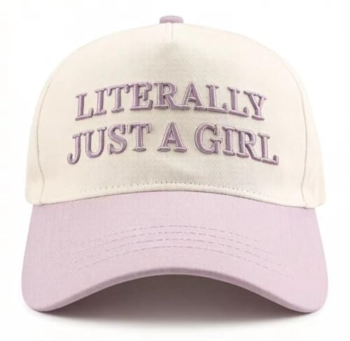 Newbachton Two-Toned Embroidered Literally Just A Girl Baseball Cap,Y2K Hat,White/Light Purple | Amazon (US)