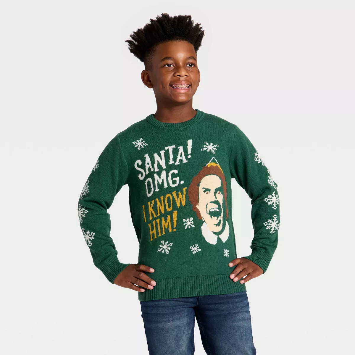 Boys' Buddy the Elf Holiday Knit Sweater - Green L | Target