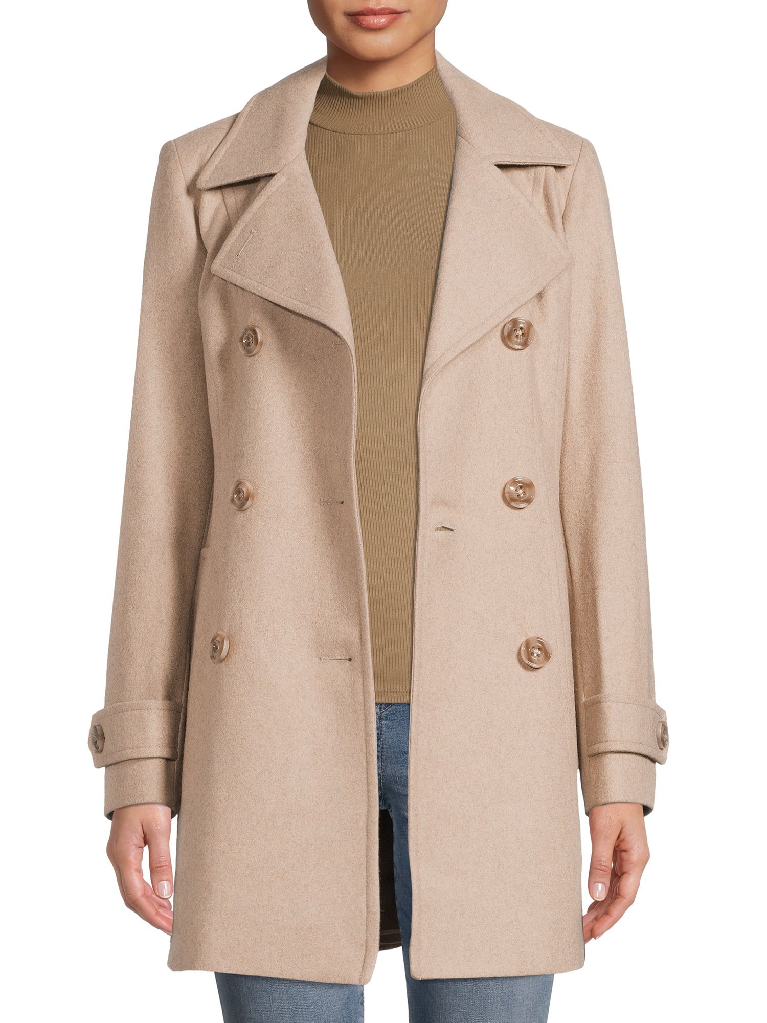 F.O.G. Women's Double Breasted Wool Coat - Walmart.com | Walmart (US)