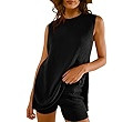 Glamaker Women's 2 Piece Shorts Sets Summer Sweater Ribbed Knit Tunic Top Matching Set Beach Vaca... | Amazon (US)