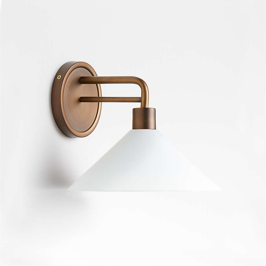 Andre White and Brass Wall Sconce Light + Reviews | Crate & Barrel | Crate & Barrel