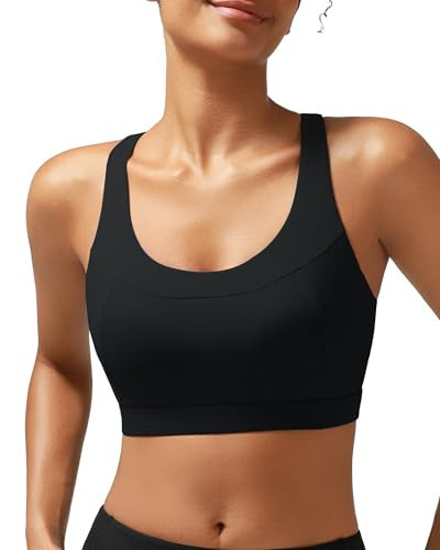 RUNNING GIRL Sports Bras for Women High Support,Racerback High Impact Sports Bra with Sewn in Pads(3025Black_M) A-Black | Amazon (US)