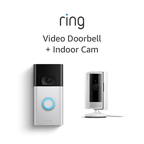 Ring Video Doorbell, Satin Nickel with All-new Ring Indoor Cam, White | Amazon (US)