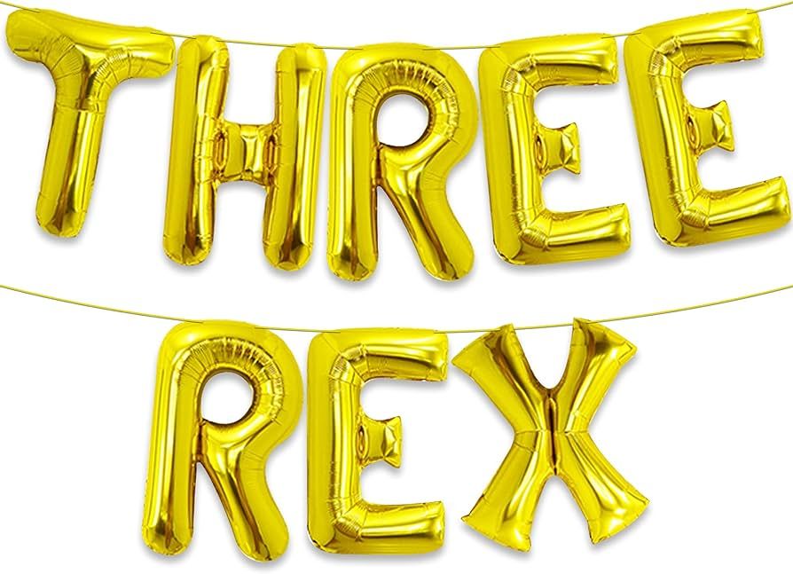 Katchon, Gold Three Rex Balloons - 16 Inch | Gold Three Rex Birthday Party Decorations | Dinosaur... | Amazon (US)