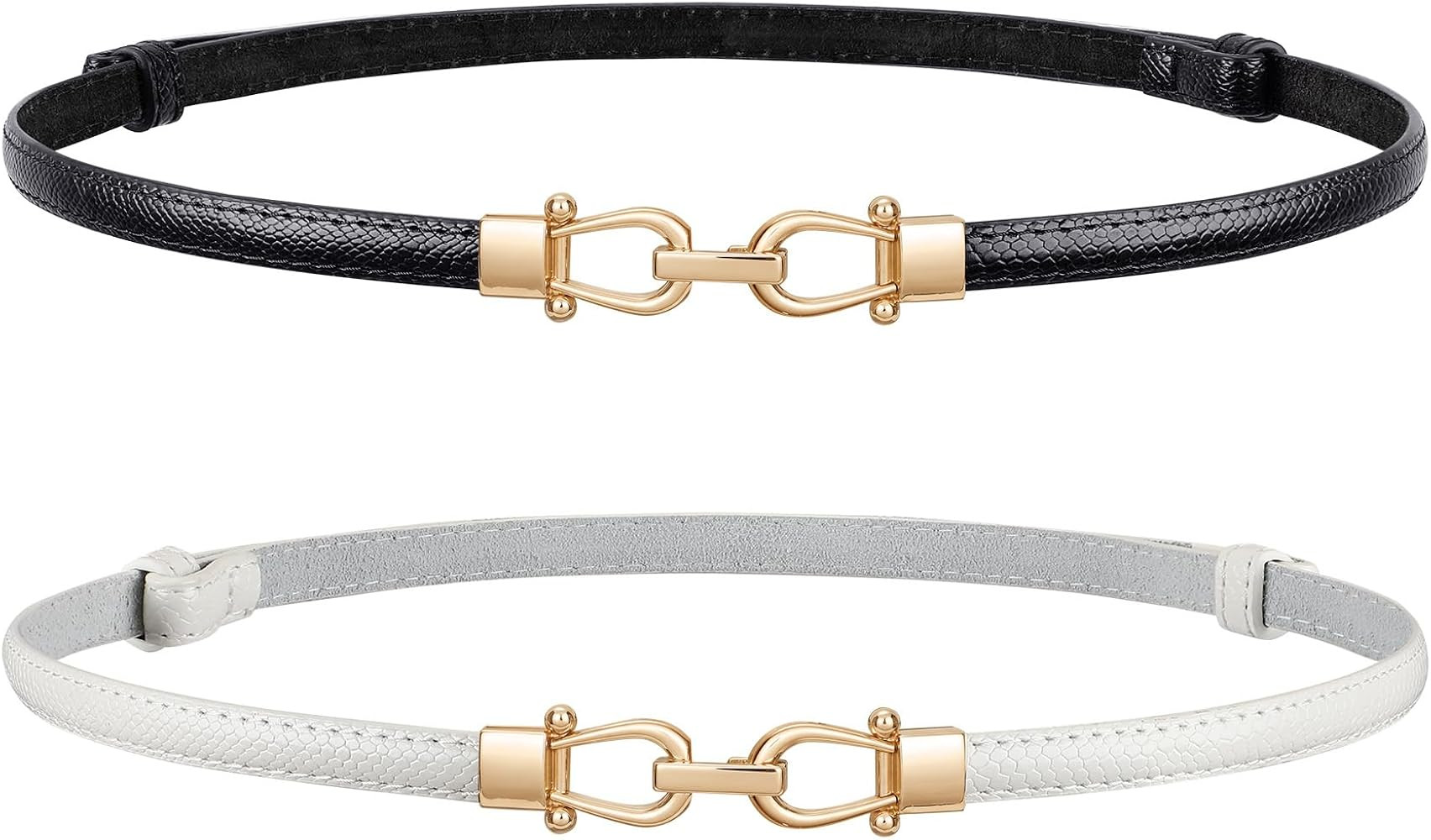 JASGOOD Leather Skinny Belts for Women Plus Size Ladies Thin Waist Belts Adjustable for Jeans Pan... | Amazon (US)