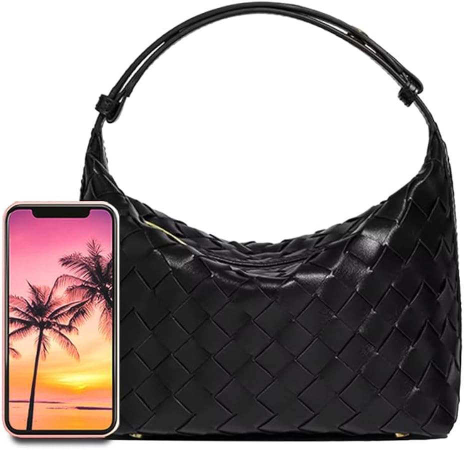 Woven Purse for Women, Braided Vegan Leather Woven Bag, Slouchy Mini Hobo Tote Purses, Small Top-... | Amazon (US)