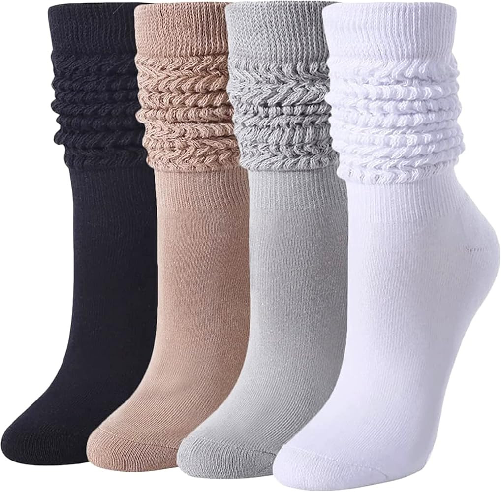 Zmart Women's Slouch Socks Scrunch Socks Slouchy Scrunchie Boot Socks 4-5 Pairs | Amazon (US)