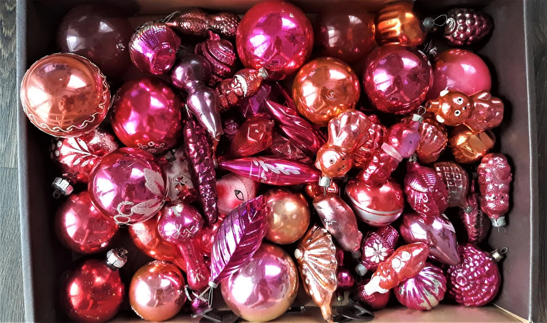 8 Assorted pale pink glass decor, 1950s Soviet Christmas tree, Xtmas ornaments,vintage christmas,... | Etsy (US)