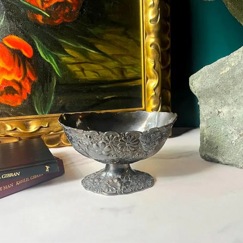 Vintage Silver-toned Floral Compote: Ornate Victorian Design - Etsy | Etsy (US)