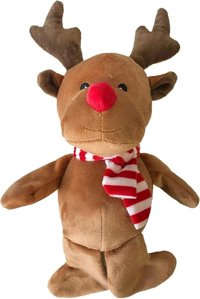 Midlee Christmas Reindeer Plush Dog Toy with Scarf- Squeaky Holiday Pet Gift | Amazon (US)