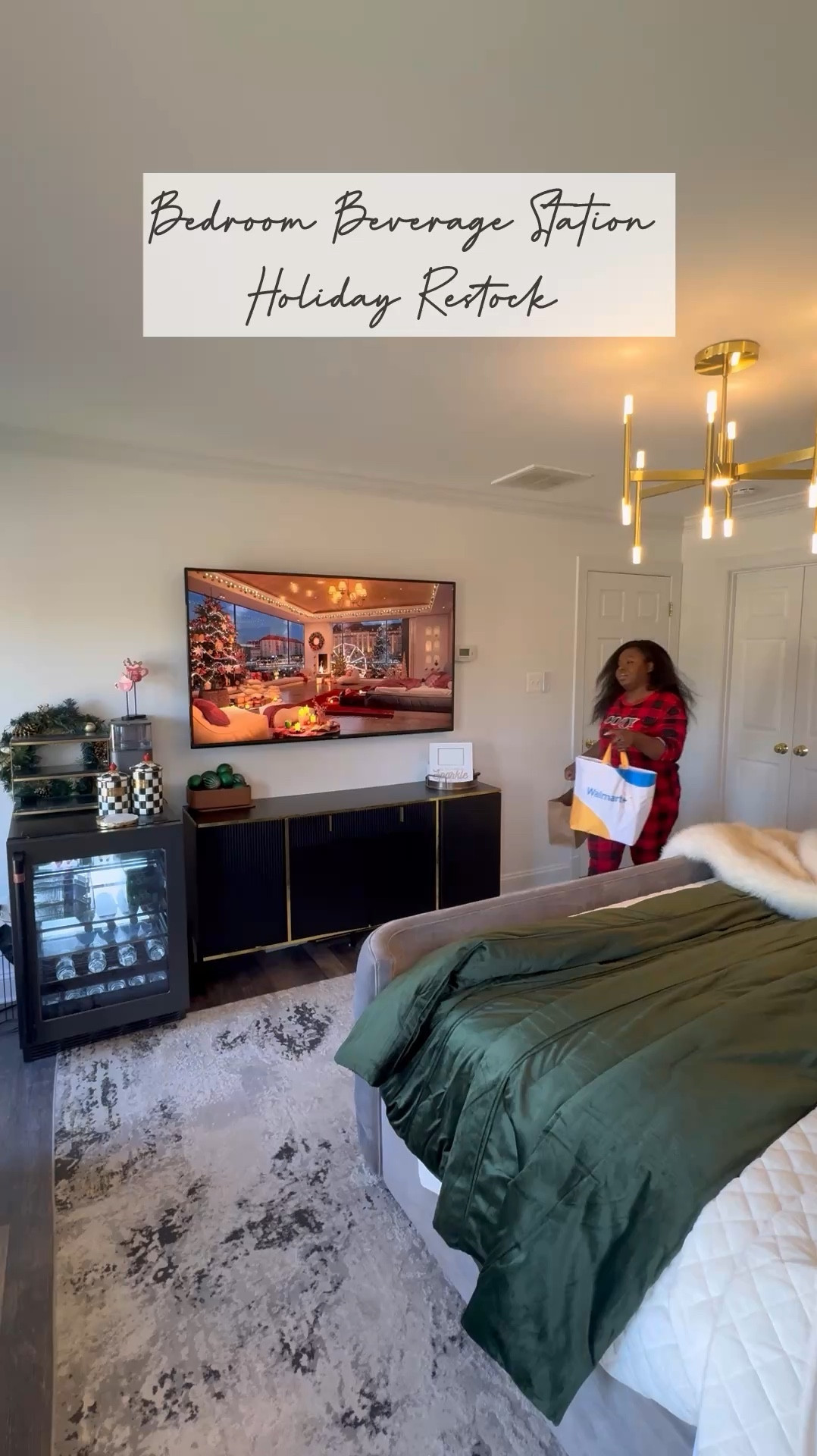 Would you add a beverage center to your bedroom? 🤔 Let’s restock this beverage station and add a few festive touches 🎄. We added a mini drink station/skincare fridge to our bedroom last year and we love it! My favorite days to enjoy this corner are Saturday mornings, when we get to sleep in, make a cup of coffee and catch up on our shows! 😌 #organization #coffeestation

#LTKGiftGuide #LTKHome #LTKSeasonal