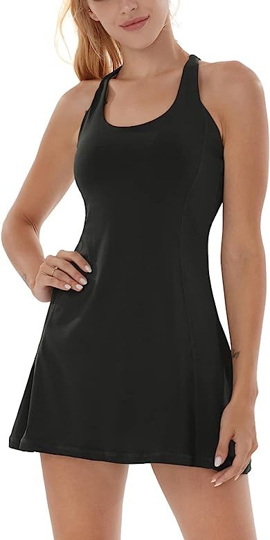 Tennis Dress for Women Workout Dress with Built-in Bra & Shorts Pockets Athletic Dress for Exerci... | Amazon (US)