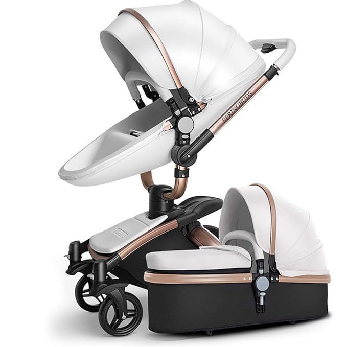SpringBuds Baby Stroller Bassinet Carriage Combo 360 Rotation 2-in-1 Shock-Resistant High Landsca... | Amazon (US)