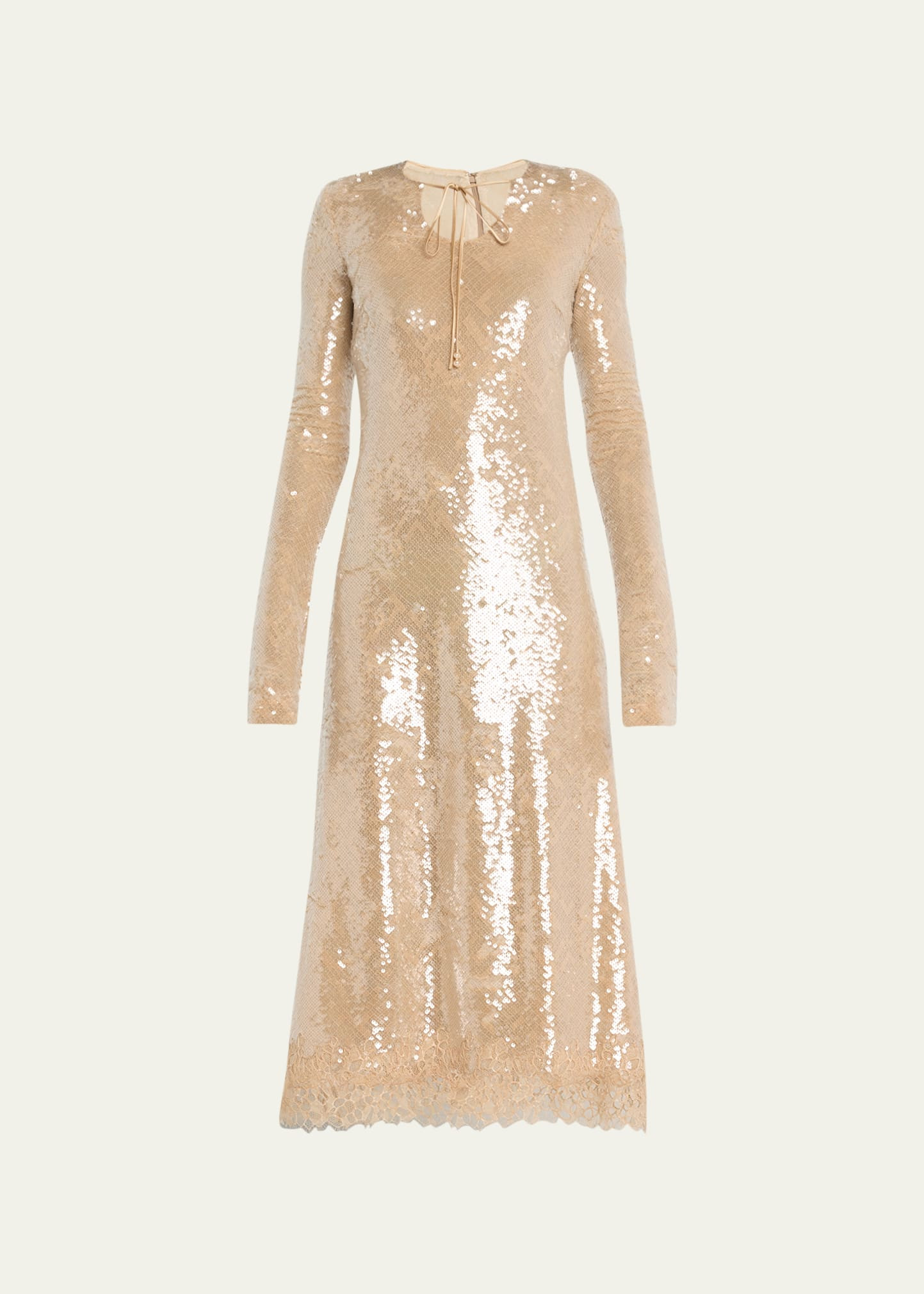 SIMKHAI Natalina Sequin Keyhole Long-Sleeve Midi Dress | Bergdorf Goodman