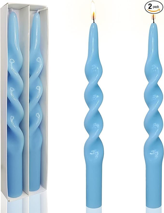 Blue Candlesticks Spiral Taper Candle - Set of 2 Twisted Candle Sticks 10 Inch Long Tapered Candl... | Amazon (US)