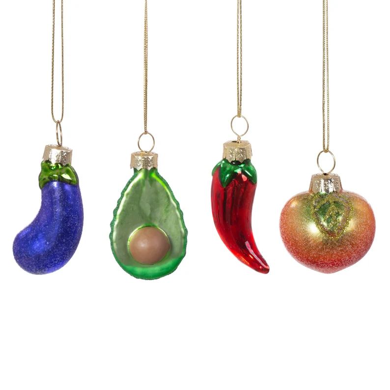 Mini Fruit and Veg Glass Christmas Tree Hanging Decorations - Etsy UK | Etsy (UK)
