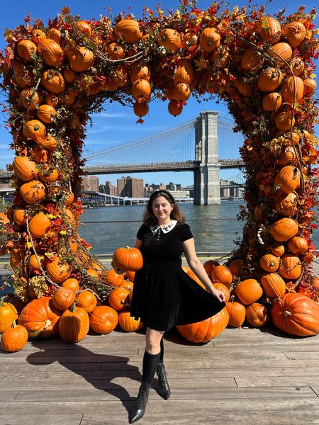 Who doesn’t love a witchy dress

Halloween, Halloween outfits, fall fashion, midsize fashion, peterman collar dress, Wednesday Addams, black boots, knee high socks

#LTKmidsize #LTKstyletip #LTKHalloween