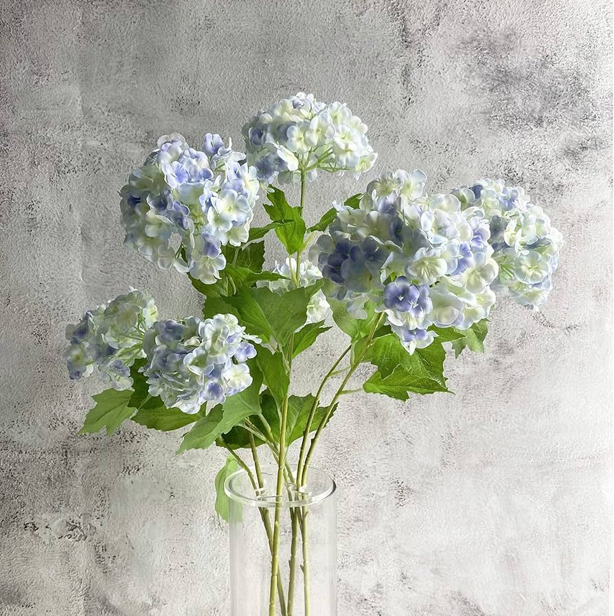 YalzoneMet Artificial Snowball Viburnum 4 Pcs 26.8 in Graduated Blue Small Hydrangea 2 Head Natur... | Amazon (US)