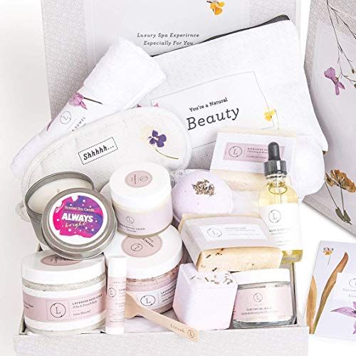 Spa Gift Box, Relaxing Gift for Her, Basket Including 15 pc - Shea butter, Scrub, Bath salts, Body o | Amazon (US)