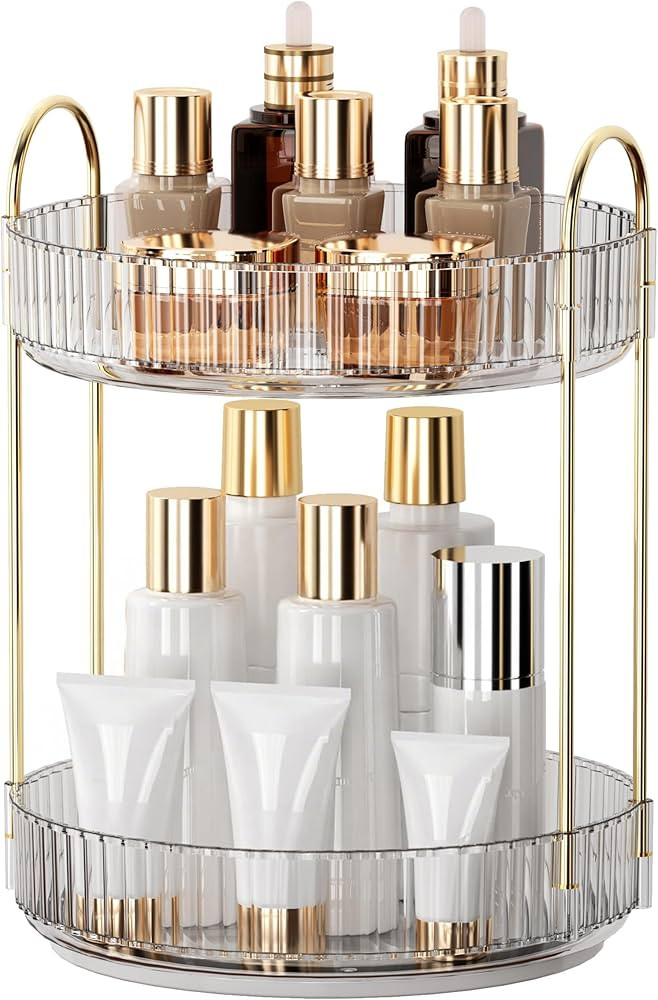 YCIA&DONE 360 Rotating Makeup Organizer and Storage for Vanity Bathroom Countertop, High Capacity... | Amazon (US)