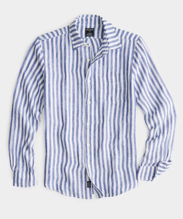 Classic Fit Sea Soft Irish Linen Shirt in Blue Stripe | Todd Snyder