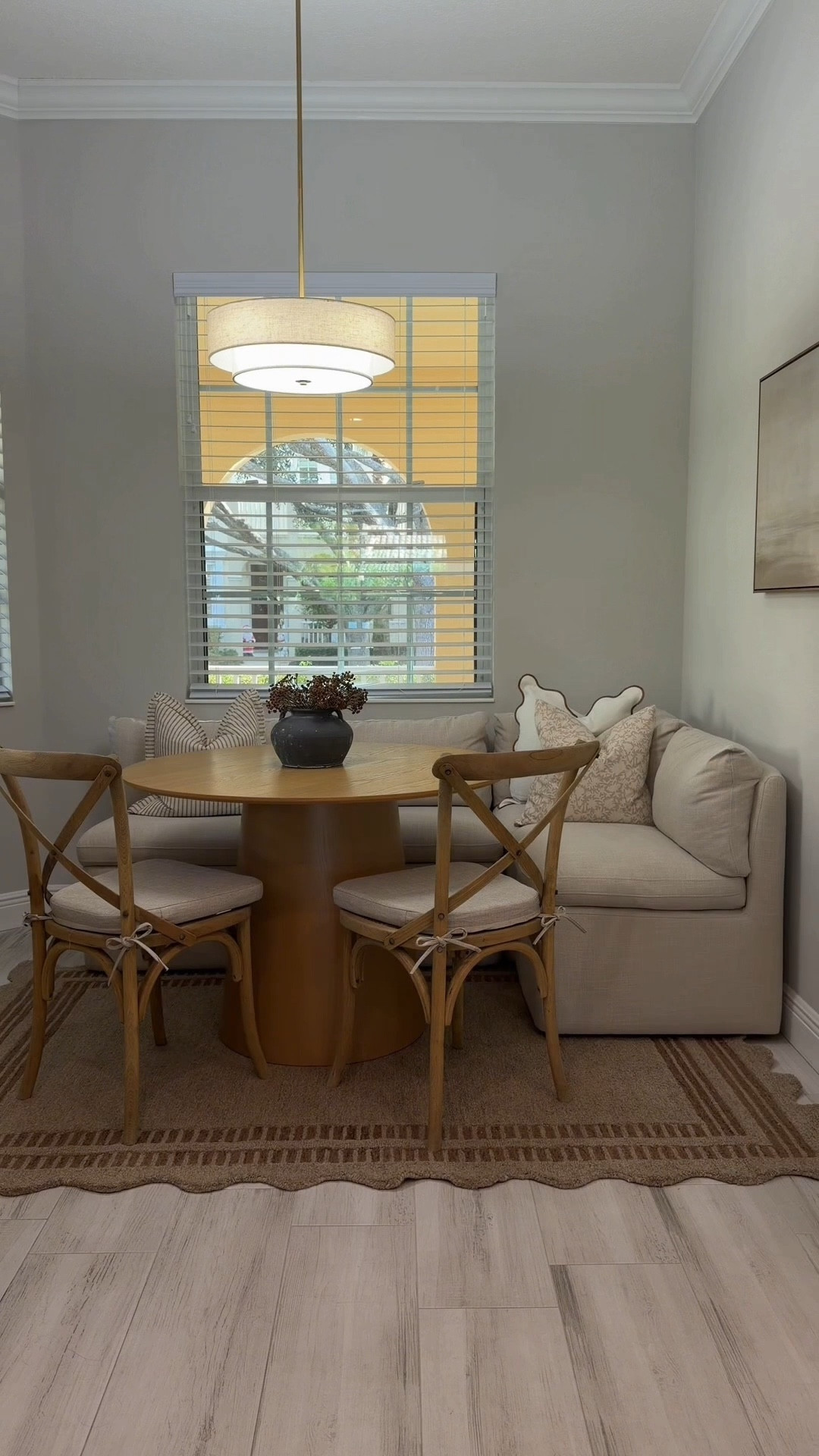 Added the most perfect rug to my breakfast nook! It added a layer of warmth and coziness that I was missing! 
Organic modern home, breakfast nook, dining room,dining table, round table, rug 

#LTKHome #LTKGiftGuide #LTKHoliday