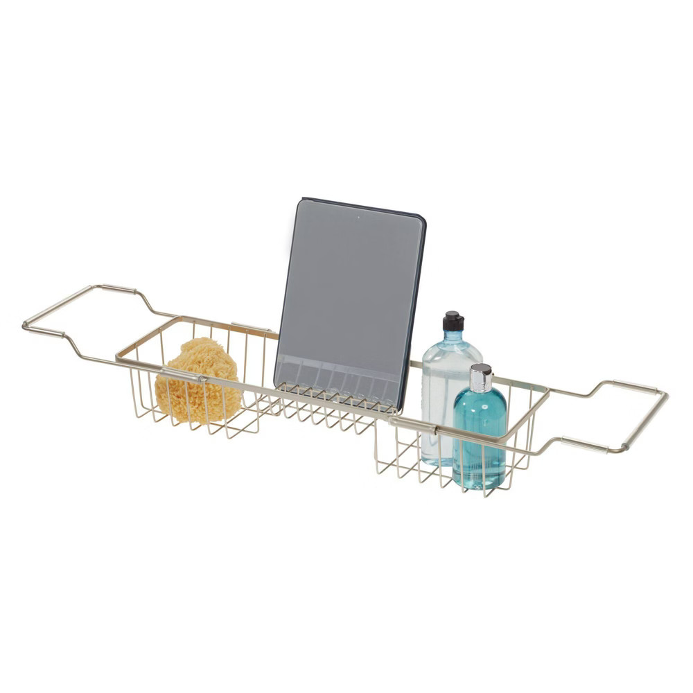 Everett Adjustable Over the Bathtub Caddy Silver - iDESIGN | Target