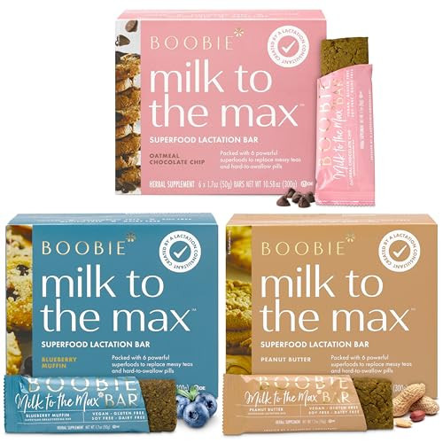 Boobie Bar Superfood Lactation Bar Variety Pack, Lactation Snacks for Breastfeeding Moms to Increase Milk Supply, Fenugreek-Free, Gluten-Free, Dairy-Free, Vegan (18 Bars, 3 Flavors) | Amazon (US)