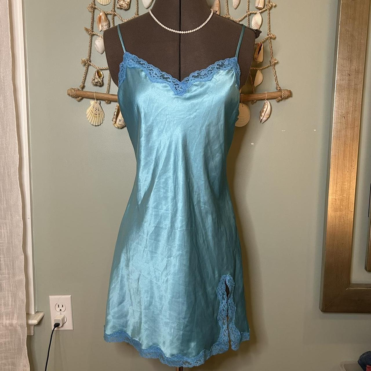 Vintage 2002 Victoria's Secret silky blue mini slip... | Depop | Depop US