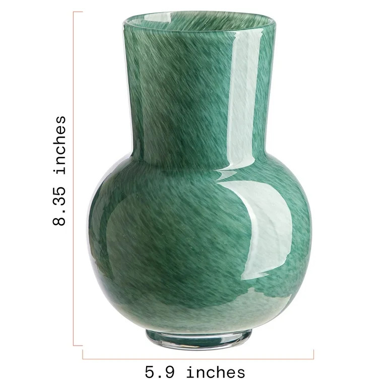 Beautiful Thyme Green Mottled Glass Vase by Drew Barrymore, 8.35" H | Walmart (US)