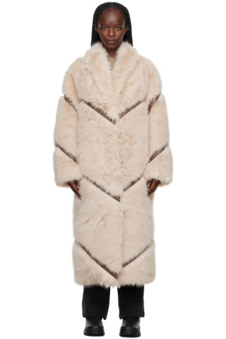 Beige Everleigh Faux-Fur Coat | SSENSE