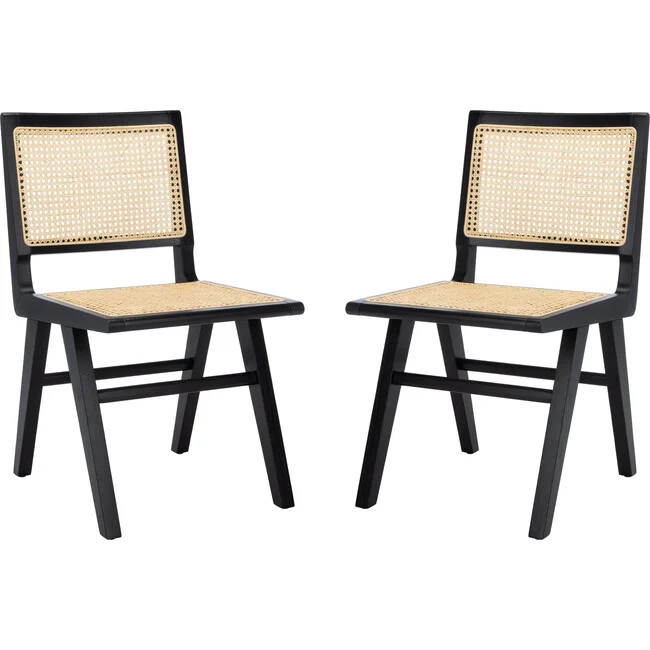 Safavieh | Set of 2 Hattie French Cane Chair, Black | Maisonette | Maisonette