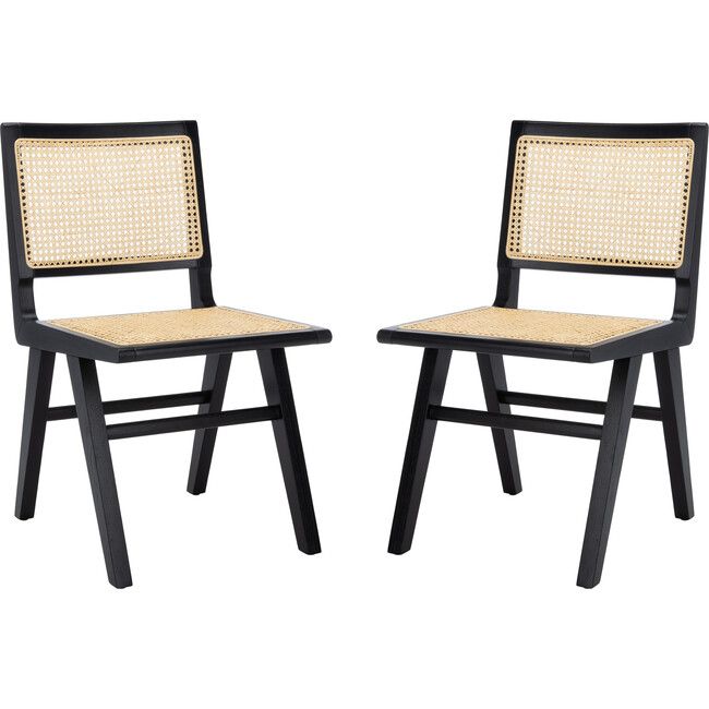 Safavieh | Set of 2 Hattie French Cane Chair, Black | Maisonette | Maisonette