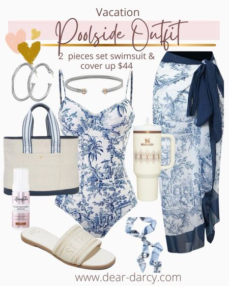 Poolside outfit

Headed on a warm weather vacation?

Cute swimsuit and cover up set $44 
Comes in several of colors and patterns 

Cute canvas tote  in stripe $19
Cute sandals $9.99
Stanley cup 
Designer inspired silver jewelry


Scarf 

Loving tan self tanner Free mitt  with code DARCYMITT

#LTKtravel #LTKswim #LTKfindsunder50