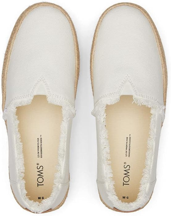 TOMS Women's Valencia Platform Espadrille, Textile Upper, OthorLite Insole, White Canvas/Fray, 8 | Amazon (US)