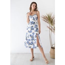 Classy Blue Peony Printed Cami Dress | Chicwish