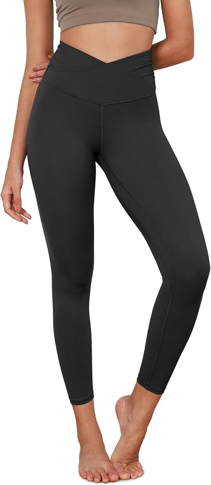 ODODOS Women's Cross Waist Yoga Leggings with Inner Pocket, 23"/25"/28" Gathered Crossover Workou... | Amazon (US)
