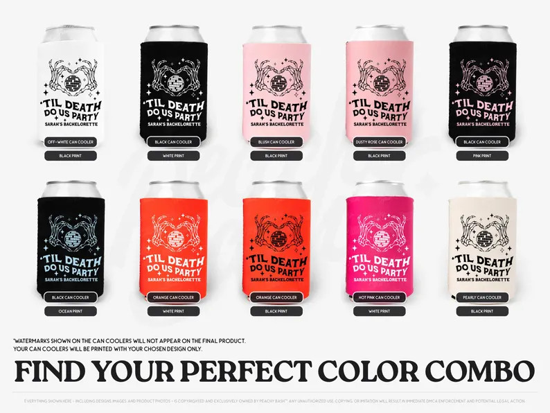Bride or Die Bachelorette Can Coolers, Halloween Bachelorette Can Sleeves, Custom Till Death Do U... | Etsy (US)