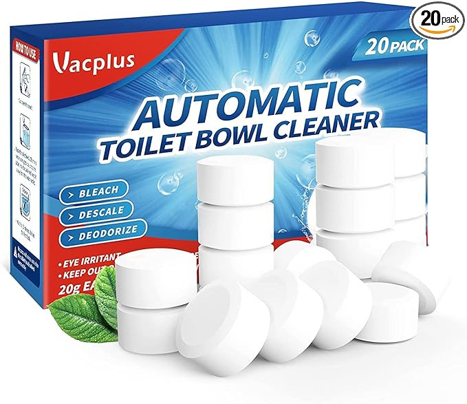 Vacplus Toilet Bowl Cleaner Tablets 20 PACK, Automatic Cleaners with Bleach, Slow-Releasing Toile... | Amazon (US)