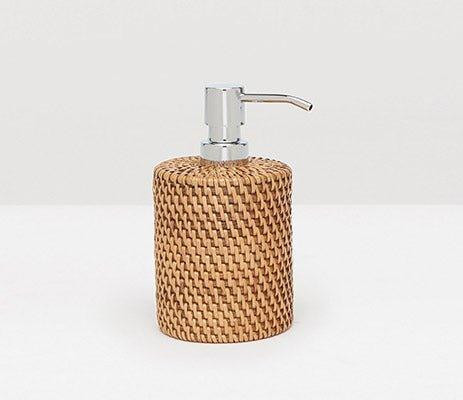 Pigeon & Poodle Dalton Woven Rattan Soap Pump in Brown | The Well Appointed House, LLC