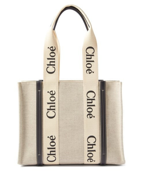 Chloé - Woody Medium Canvas Tote Bag - Womens - Navy Beige | Matches (US)