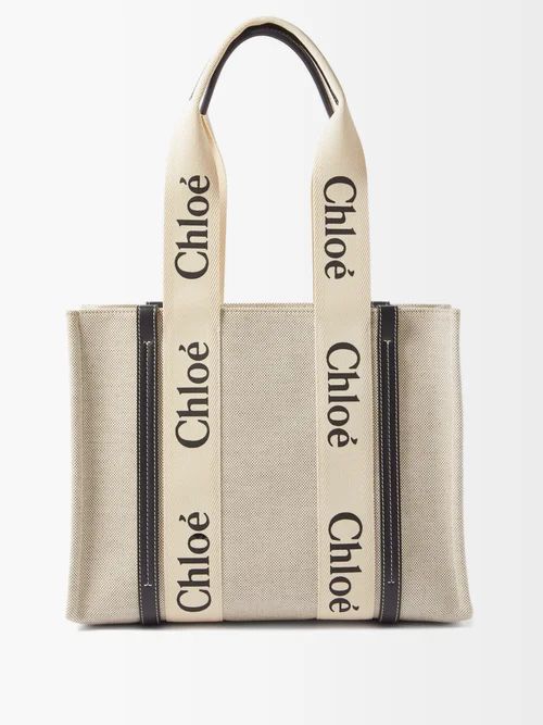 Chloé - Woody Medium Canvas Tote Bag - Womens - Navy Beige | Matches (US)