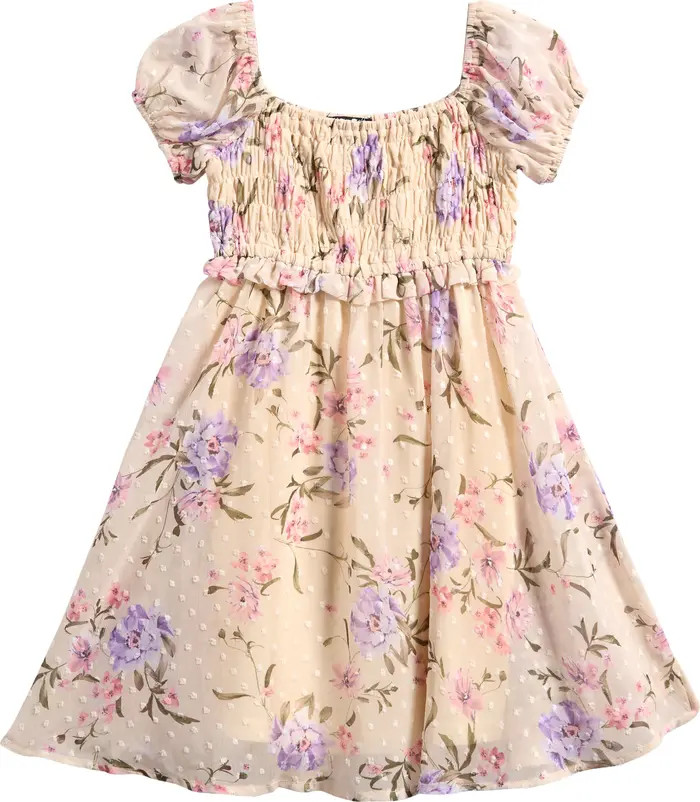 Ava & Yelly Kids' Smocked Puff Sleeve Party Dress | Nordstrom | Nordstrom