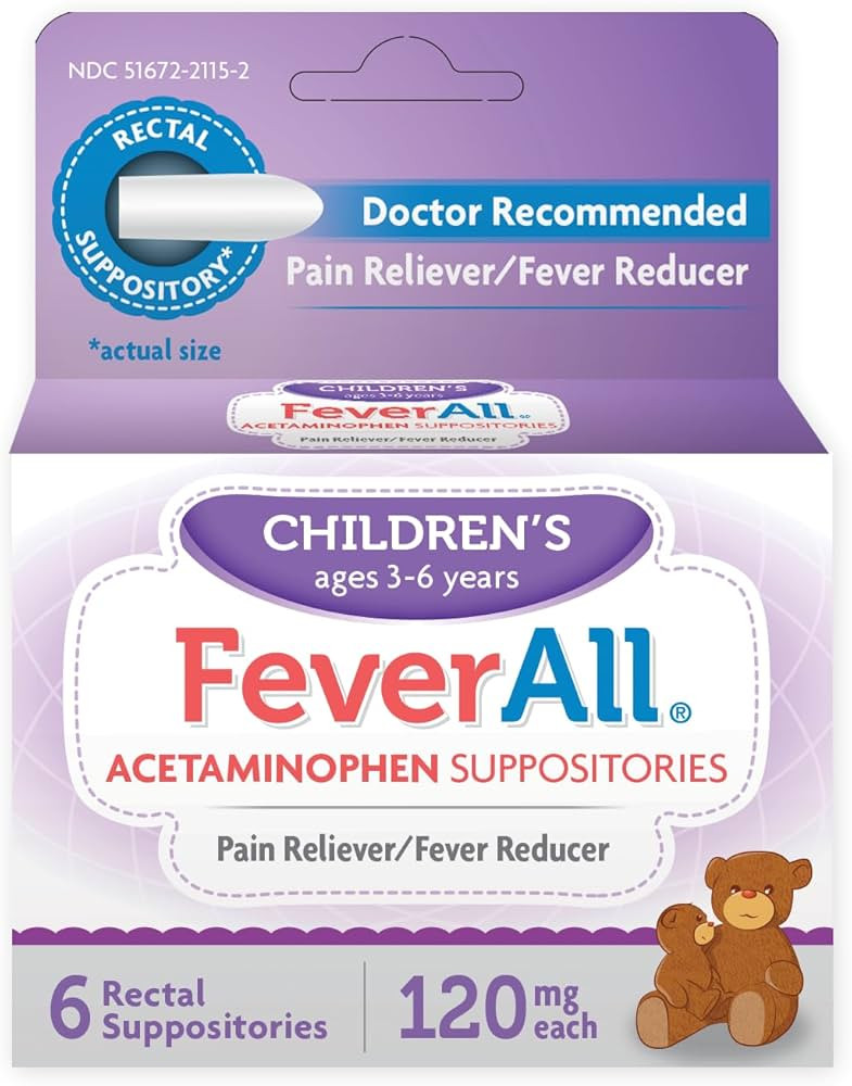 Feverall Infant Acetaminophen Suppositories 6 Rectal Suppositories 120 mg Each Pain Reliever/Feve... | Amazon (US)
